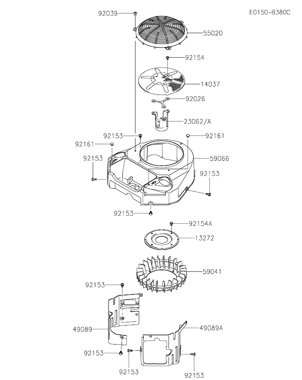 Fs541v-Ds37 Cooling Equipment Diagram and Parts List for FS541V-DS37  Cub Cadet Engine